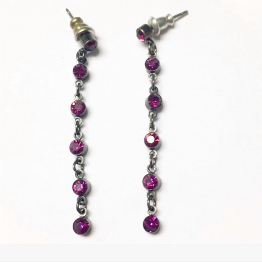 Purple beaded stone drop earrings